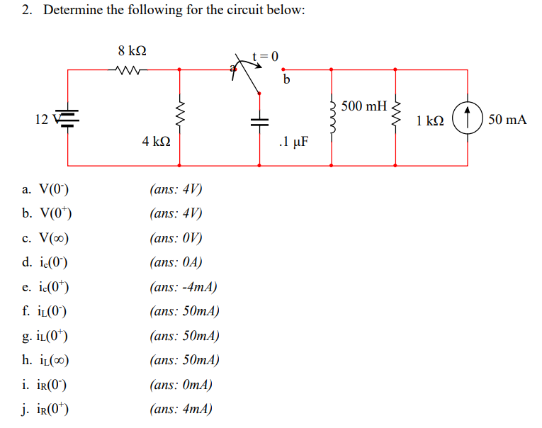 Solved 2. Determine The Following For The Circuit Below: A. | Chegg.com