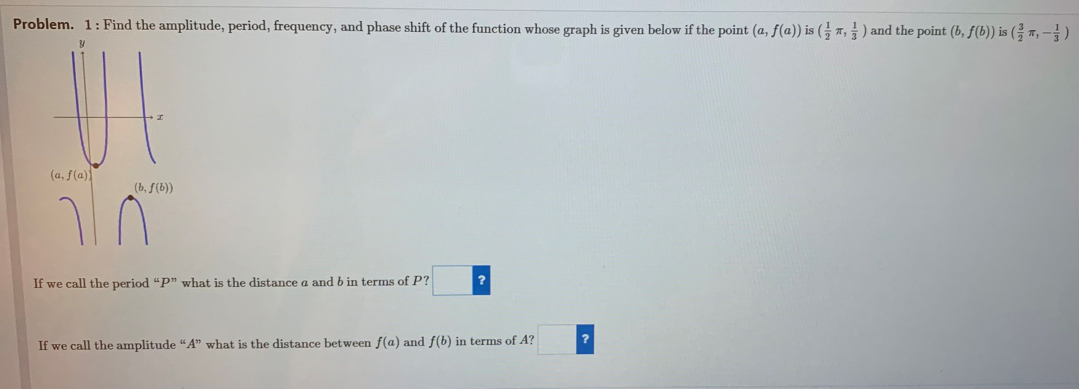 Solved Problem. 1: Find The Amplitude, Period, Frequency, | Chegg.com