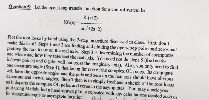 Solved Let the open-loop transfer function for a control | Chegg.com
