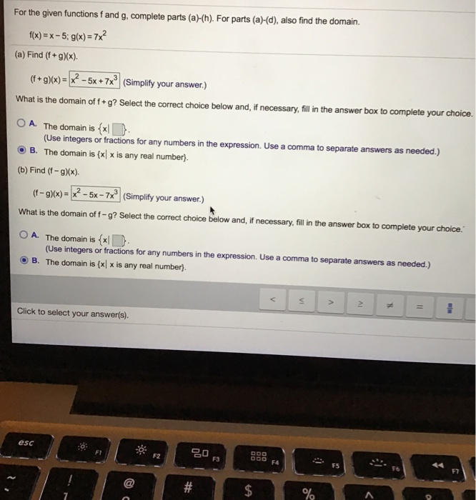 Solved For The Given Functions F And G, Complete Parts | Chegg.com