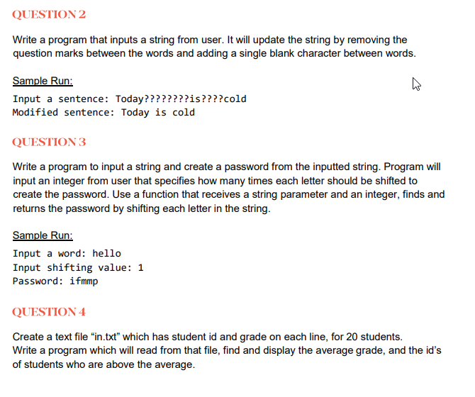 Solved QUESTION 2 Write a program that inputs a string from | Chegg.com