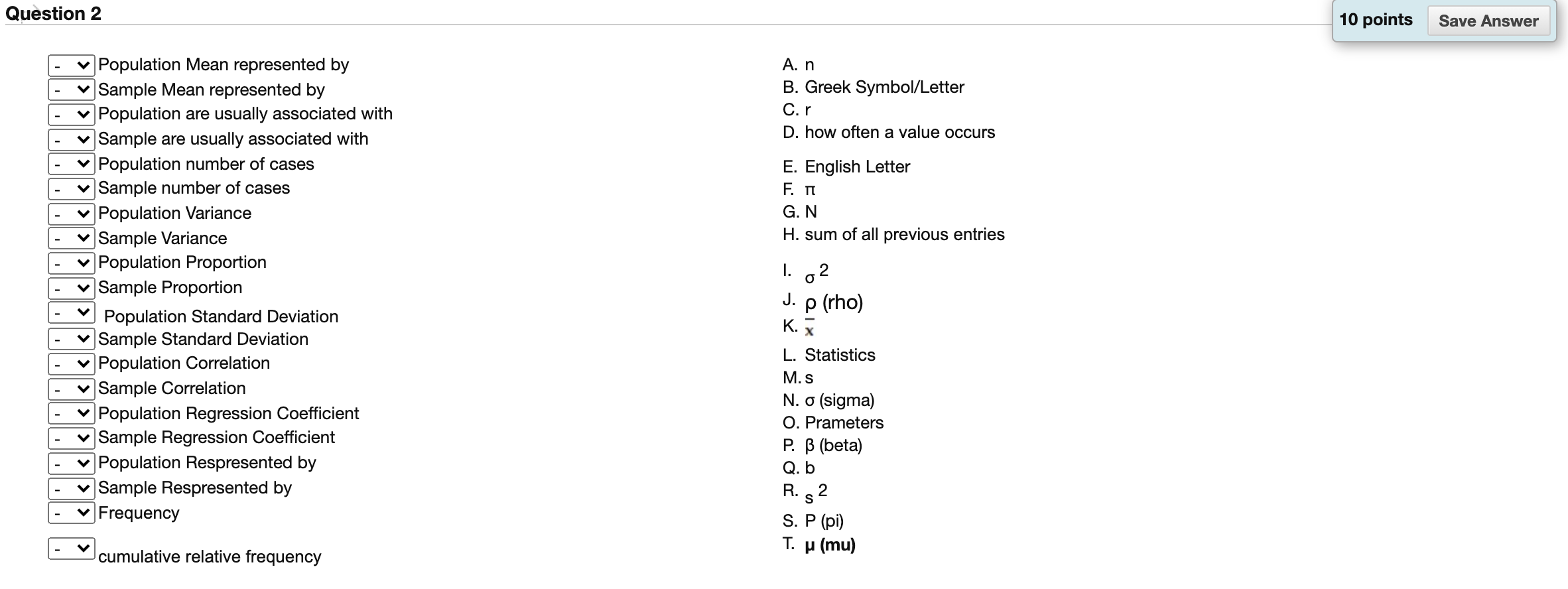 Question 2 10 Points Save Answer A N B Greek Chegg Com