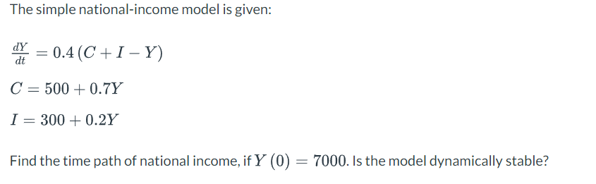 Solved The simple national-income model is given: | Chegg.com