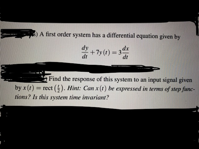 Solved $) A first order system has a differential equation | Chegg.com