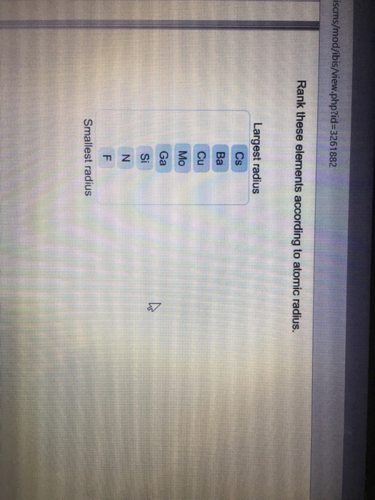 Solved Rank these elements according to atomic radius. | Chegg.com