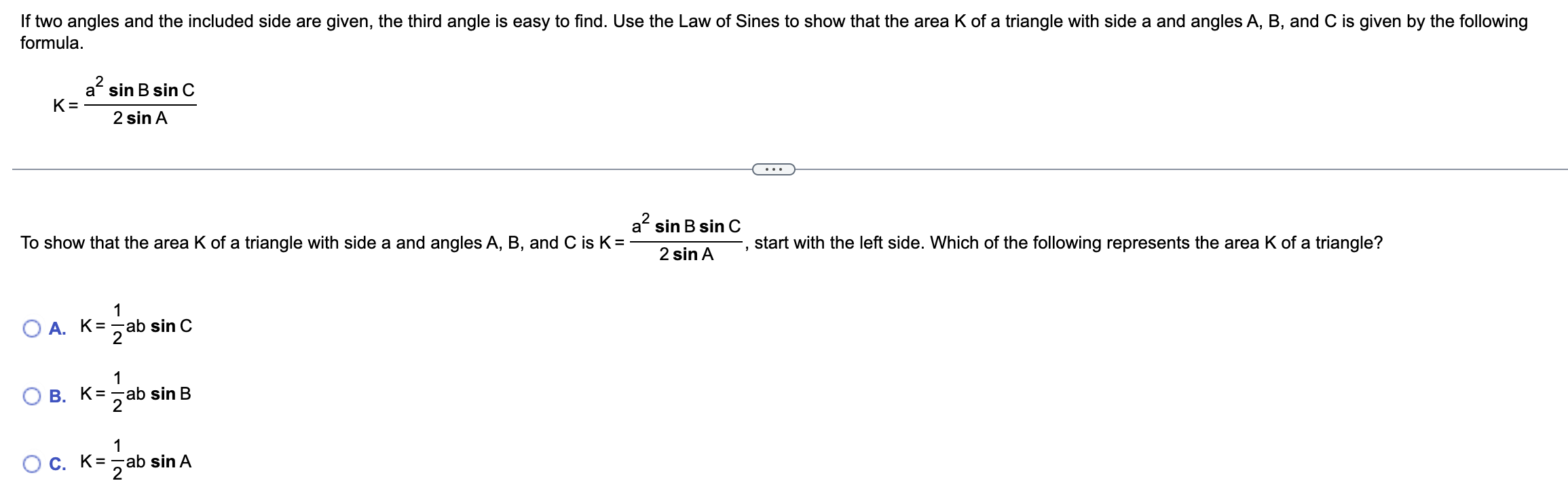 Solved If two angles and the included side are given, the | Chegg.com