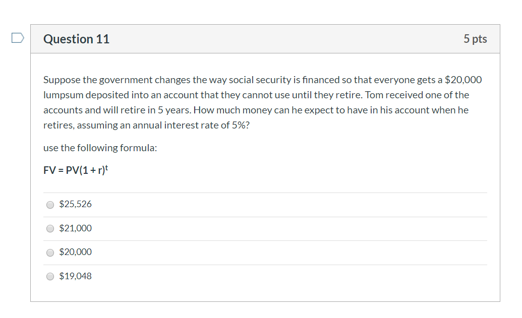 Solved Question 11 5 pts Suppose the government changes the | Chegg.com