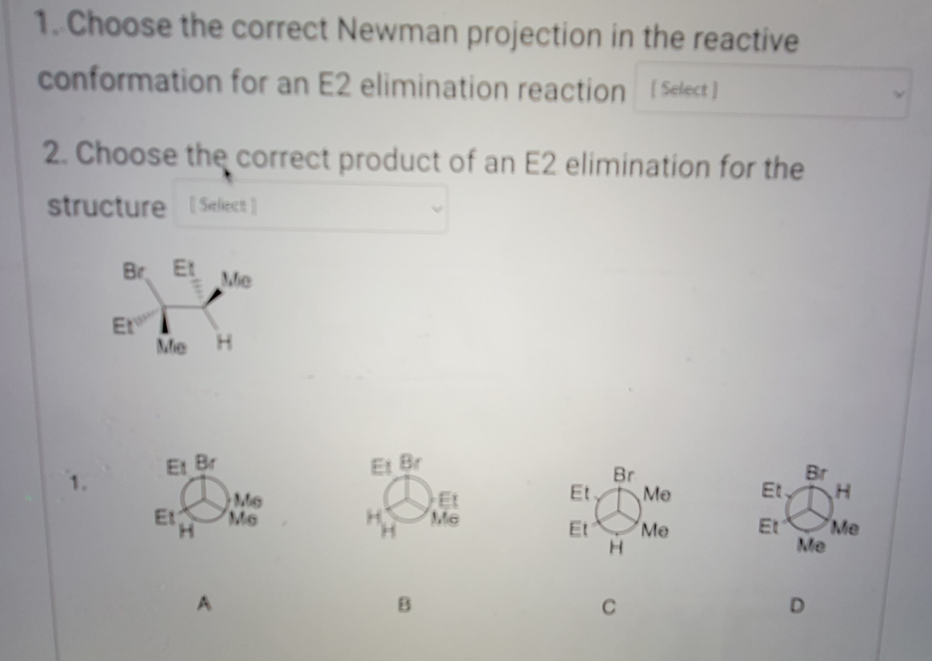 Solved 1. Choose the correct Newman projection in the | Chegg.com
