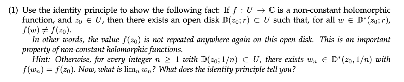 Solved (1) Use The Identity Principle To Show The Following | Chegg.com