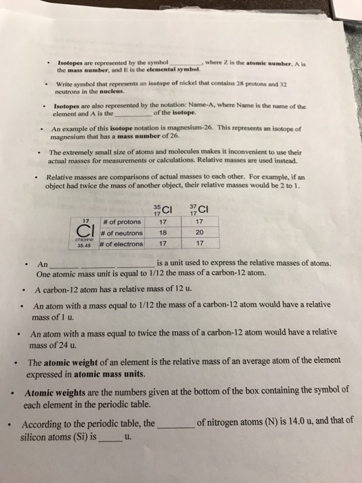 Solved -Isotopes are represented by the symbol , where Z is | Chegg.com