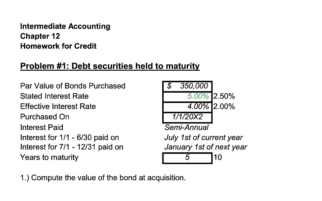 Solved Intermediate Accounting Chapter 12 Homework for
