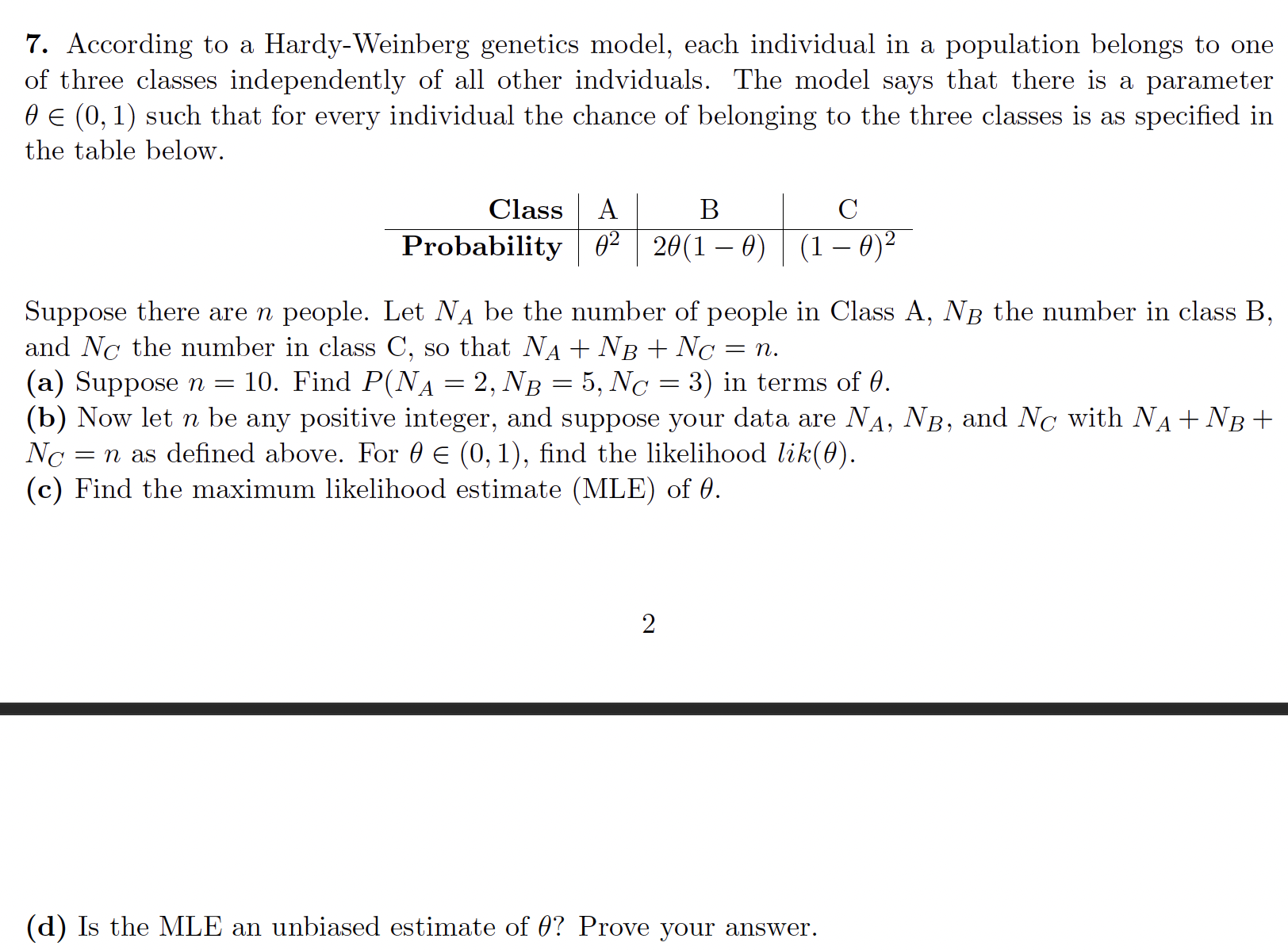 Solved 7. According to a HardyWeinberg model, each