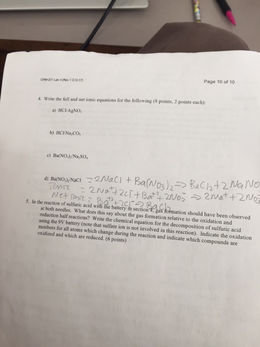 Net Ionic Equations Advanced Chemistry Worksheet 10.4 Answers