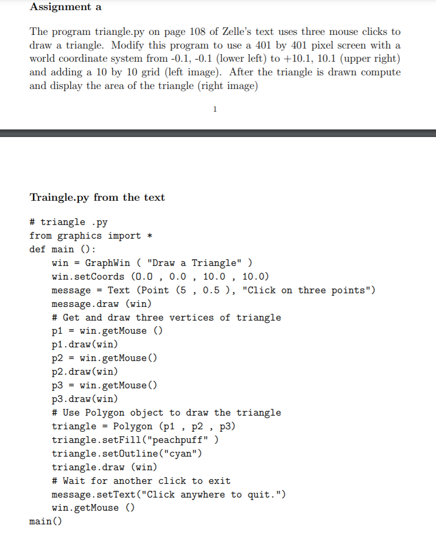 Solved Assignment a The program triangle.py on page 108 of | Chegg.com