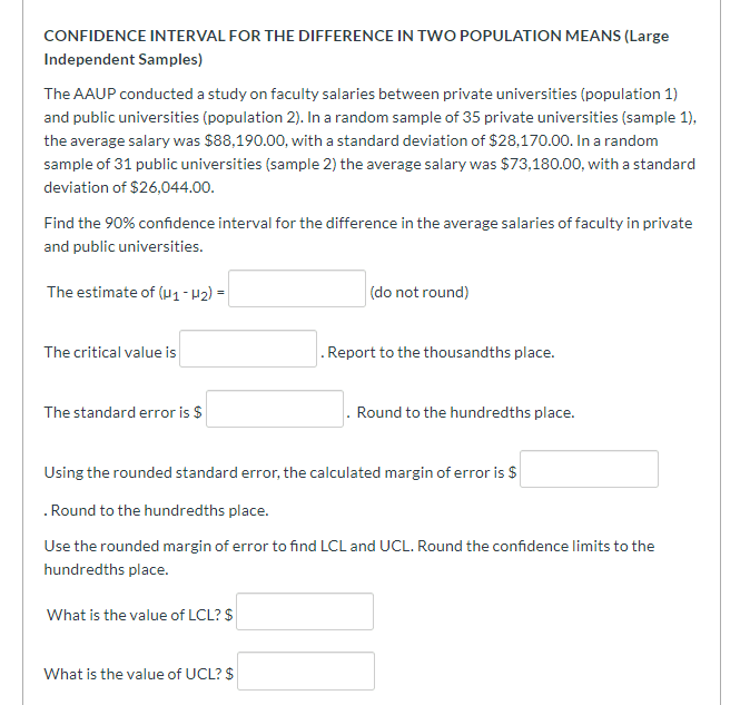 Solved CONFIDENCE INTERVAL FOR THE DIFFERENCE IN TWO | Chegg.com