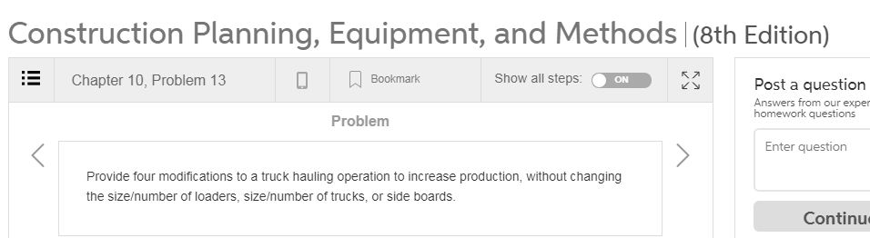 Solved Construction Planning, Equipment, and Methods (8th | Chegg.com