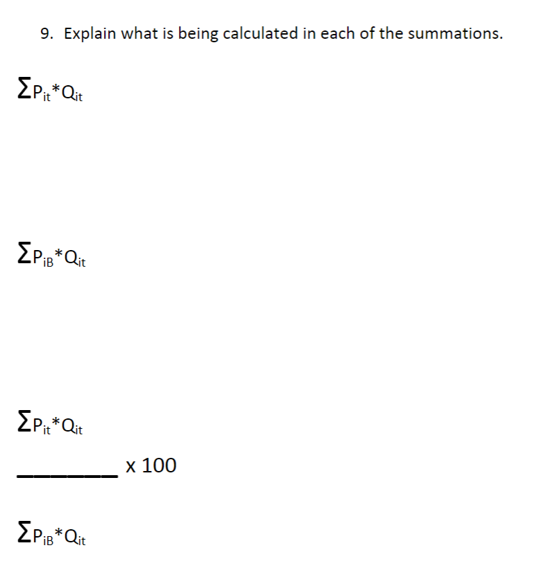 Solved 9. Explain what is being calculated in each of the | Chegg.com