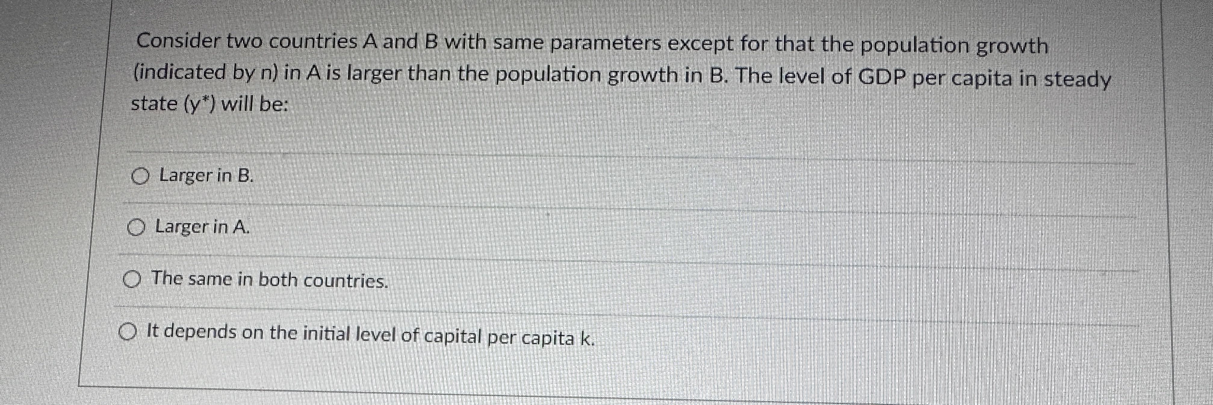 Solved Consider Two Countries A And B With Same Parameters | Chegg.com