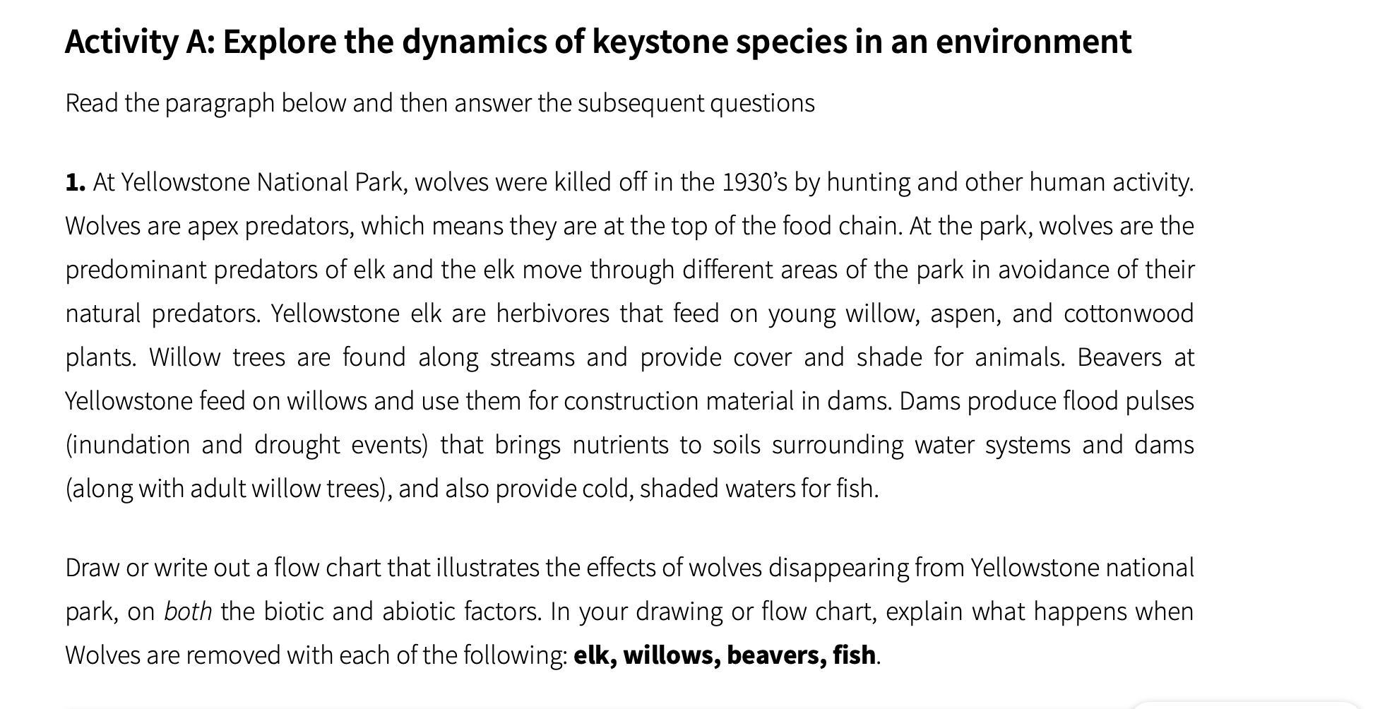 Exploring Keystone Species