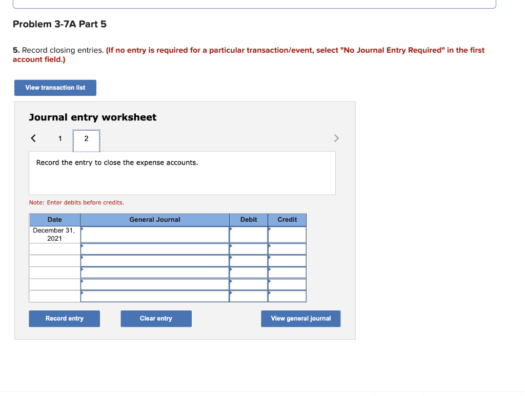 Solved ! Required information Problem 3-7A Complete the | Chegg.com