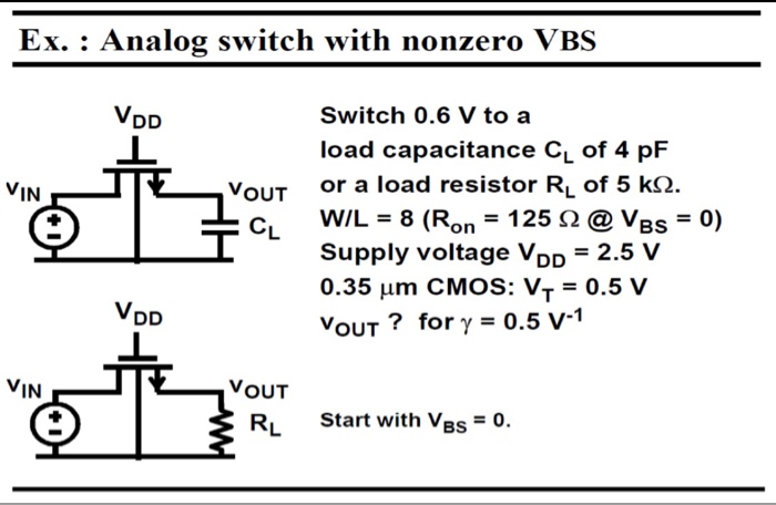 Ex. : Analog switch with nonzero VBS VDD Switch 0.6 V | Chegg.com