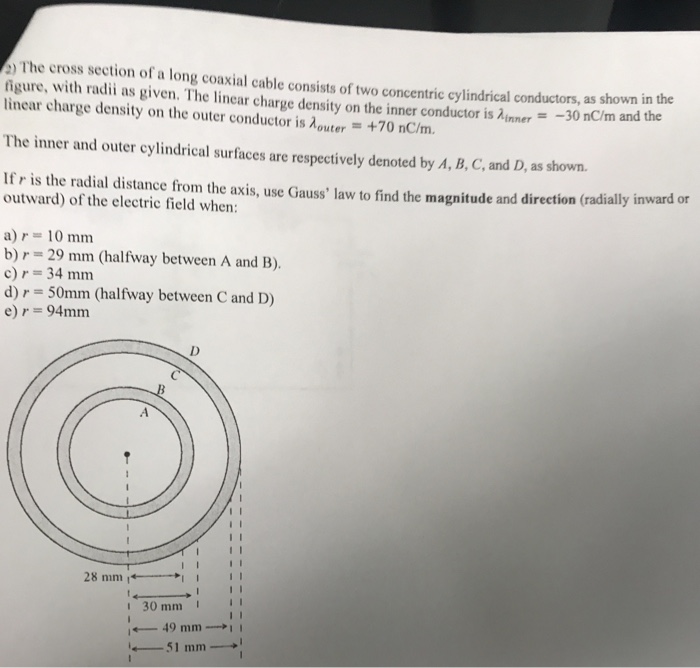 Solved The cross section of a long coaxial cable consists of | Chegg.com