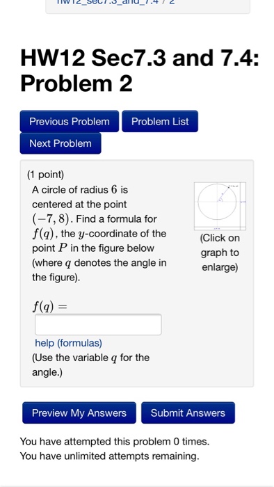 Solved HW12 Sec7.3 and 7.4 Problem 2 Previous Problem | Chegg.com