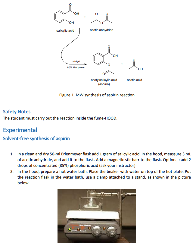 Solved Purpose To synthesize aspirin from salicylic acid and | Chegg.com