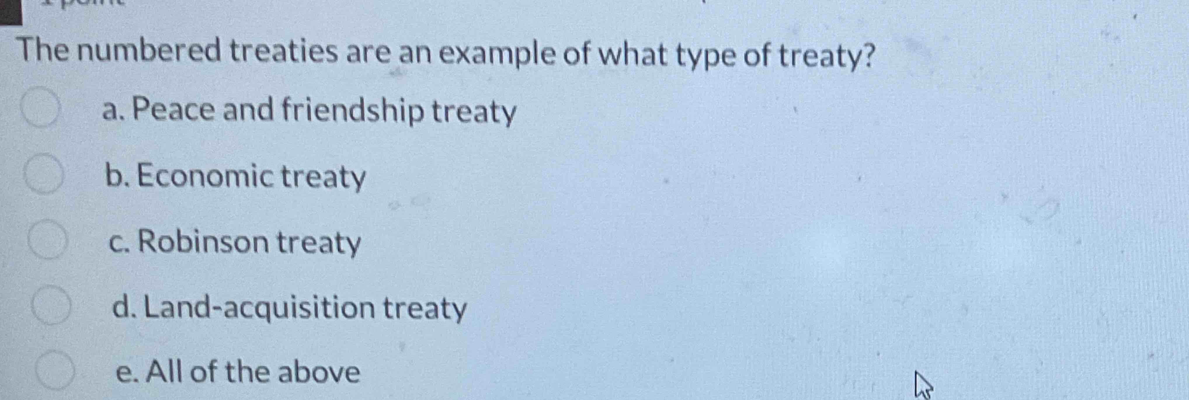 Solved The Numbered Treaties Are An Example Of What Type Of | Chegg.com