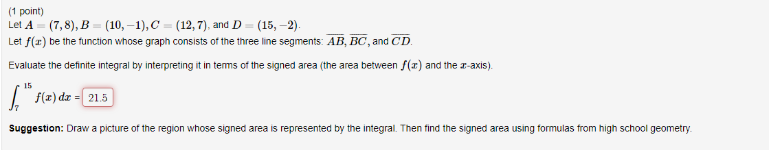 Solved (1 Point) Let A = (7,8), B = (10,-1), C = (12,7), And | Chegg.com