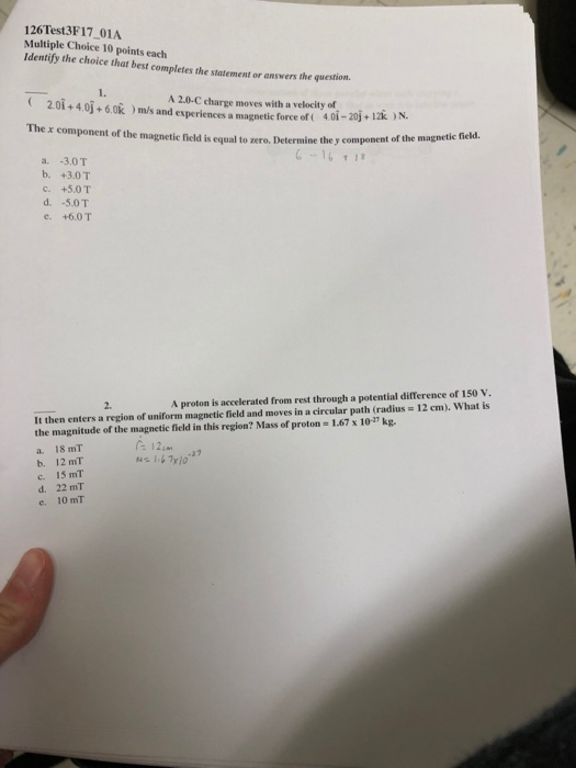 Solved 126Test3F17 01A Multiple Choice 10 points each | Chegg.com