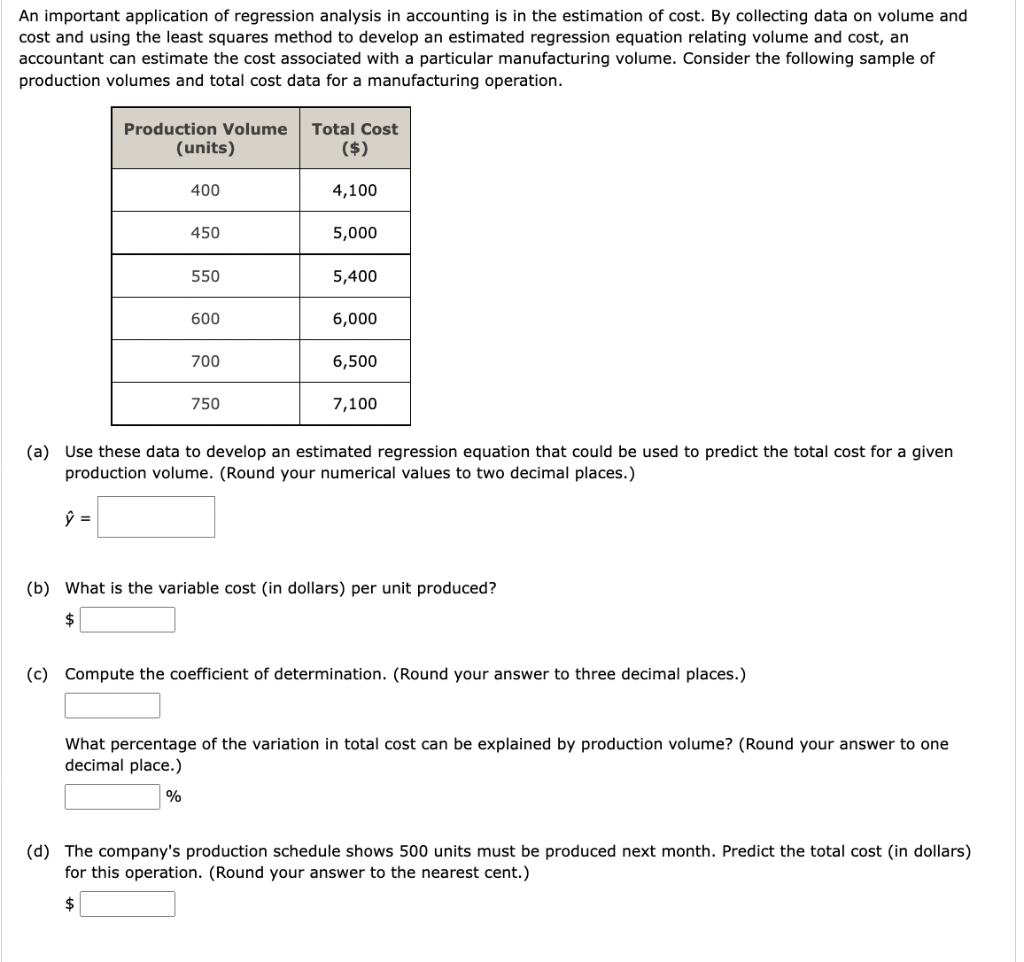 Solved An Important Application Of Regression Analysis In | Chegg.com