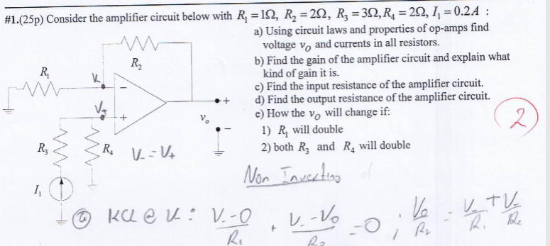 Solved #1(25p) Consider the amplifier circuit below with | Chegg.com