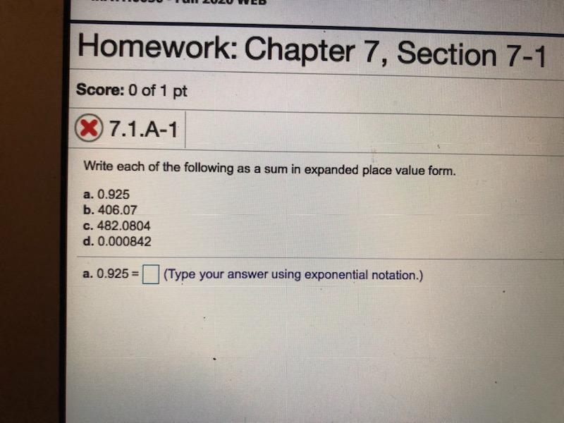 Solved Homework: Chapter 7, Section 7-1 Score: 0 Of 1 Pt X | Chegg.com