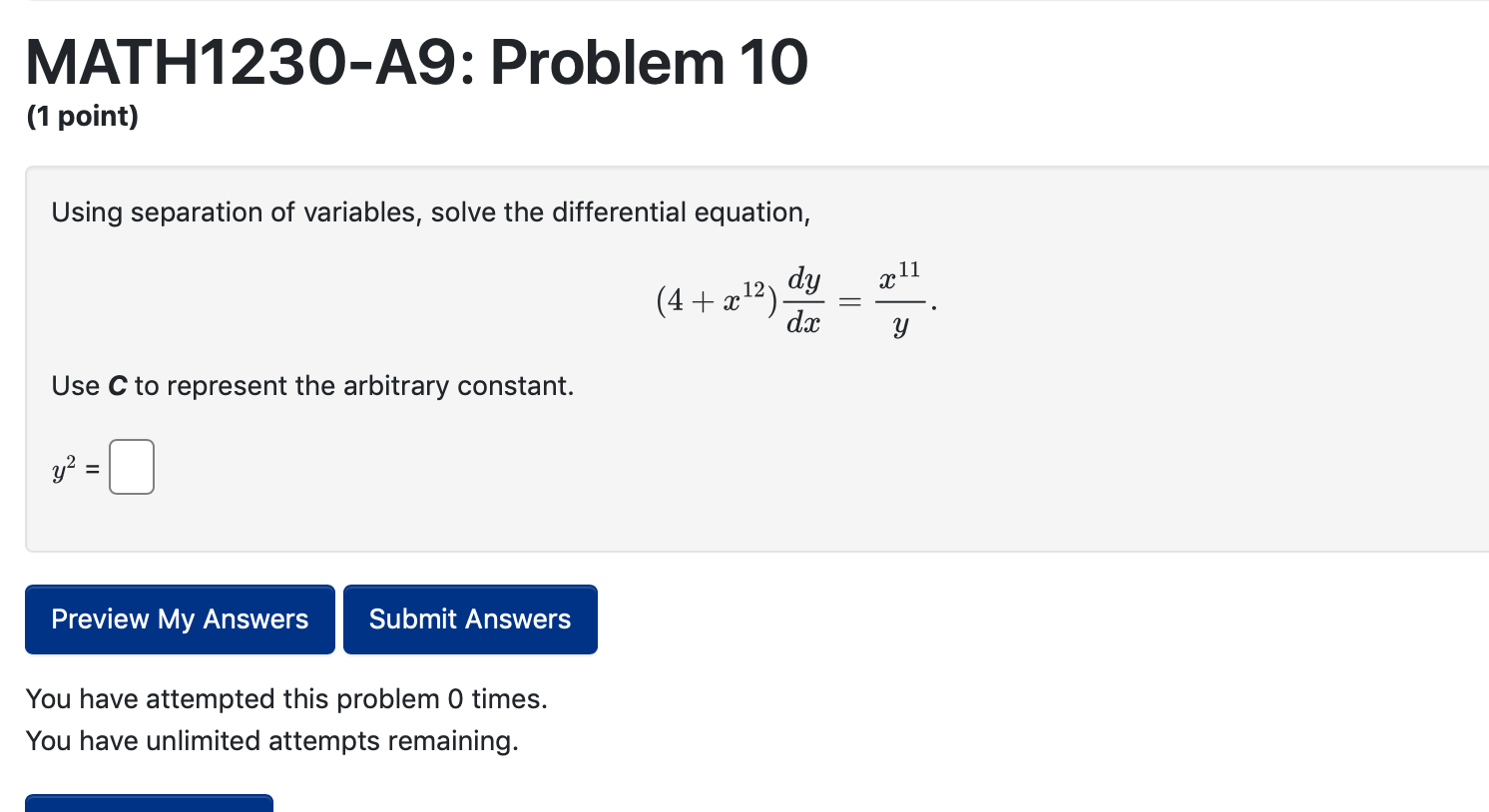 Solved Using Separation Of Variables, Solve The Differential | Chegg.com