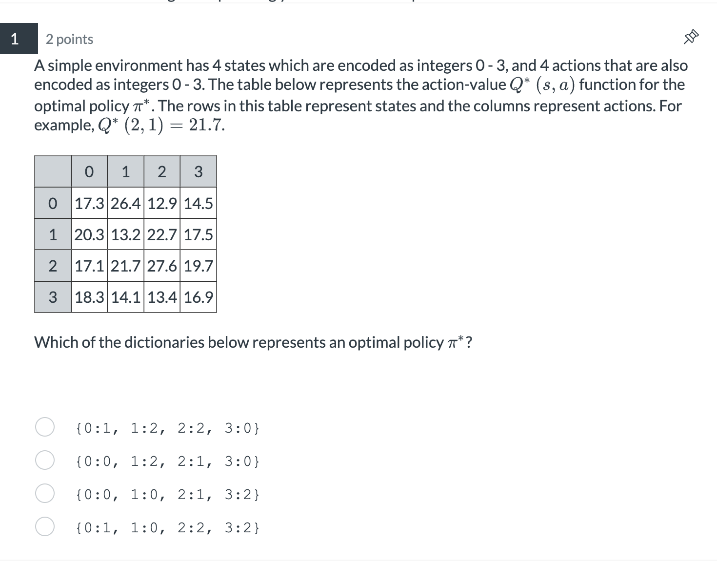 2 Points A Simple Environment Has 4 States Which Are | Chegg.com