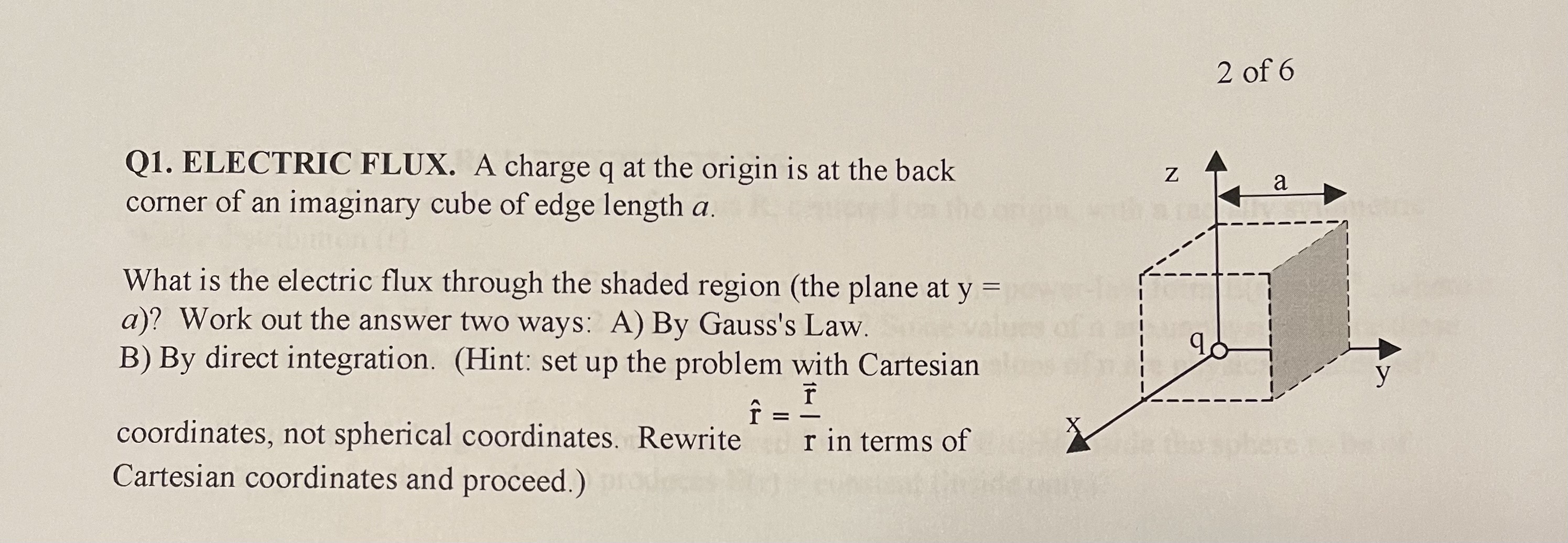 Solved Q1. ELECTRIC FLUX. A charge q at the origin is at the | Chegg.com