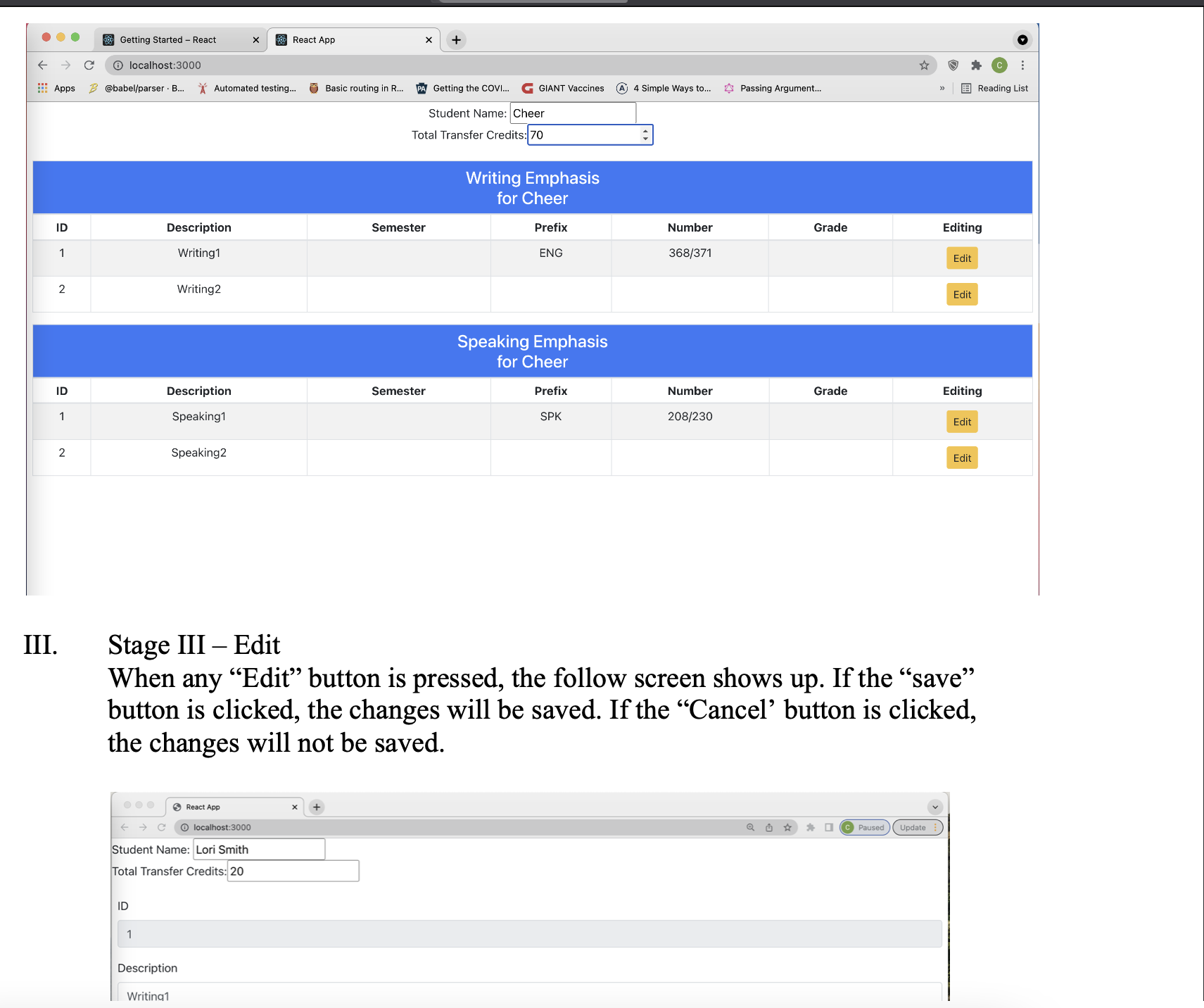 Solved Theme: Form with Editing This project will focus on | Chegg.com