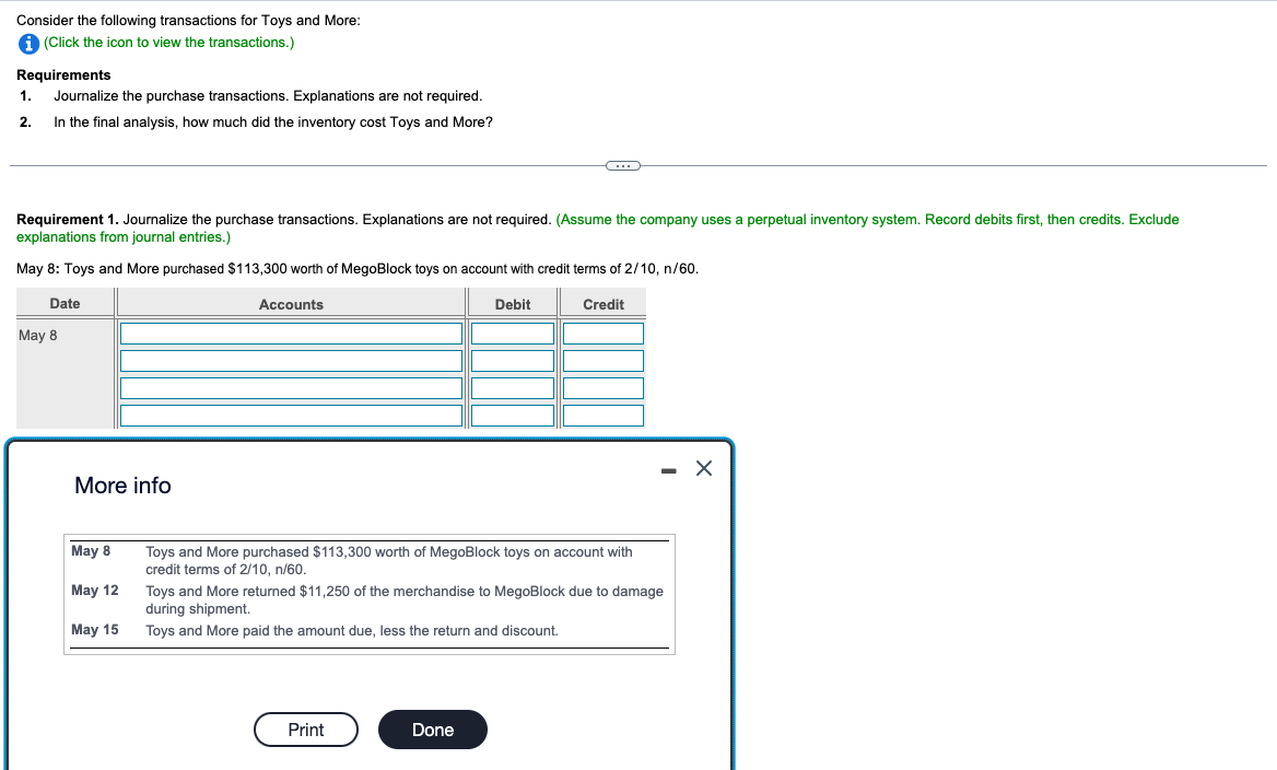Solved Consider the following transactions for Toys and | Chegg.com