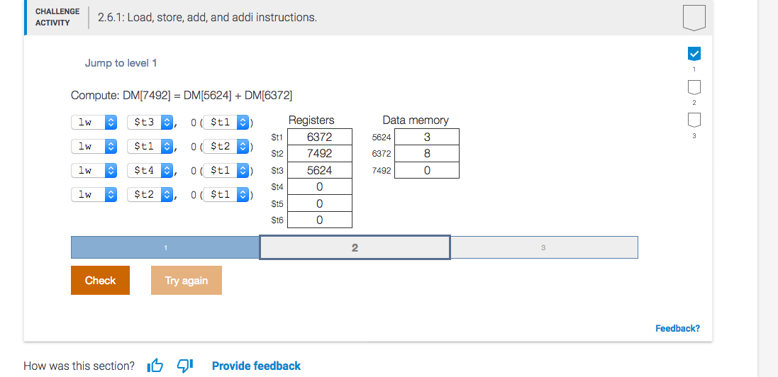 Solved CHALLENGE ACTIVITY 2.6.1: Load, store, add, and addi | Chegg.com