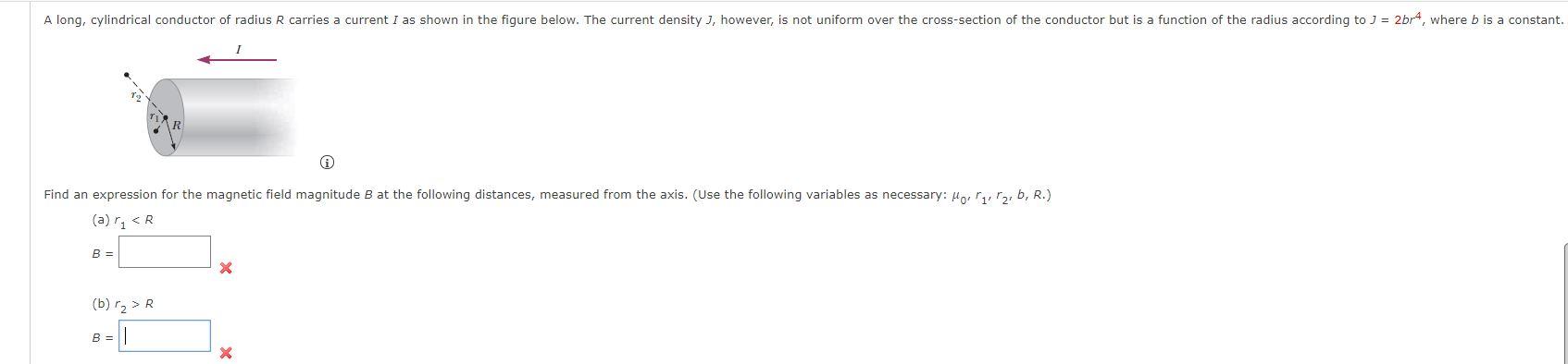 Solved A long, cylindrical conductor of radius R carries a | Chegg.com