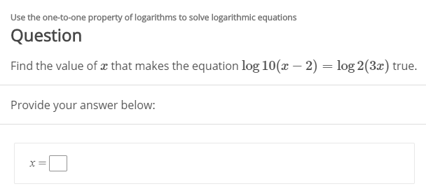 solved-use-the-one-to-one-property-of-logarithms-to-solve-chegg