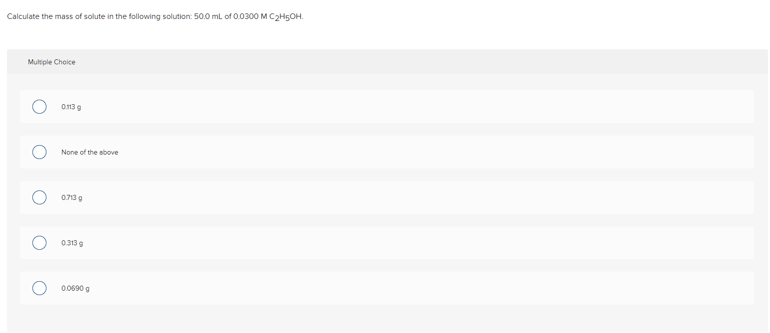 Solved Calculate the mass of solute in the following | Chegg.com