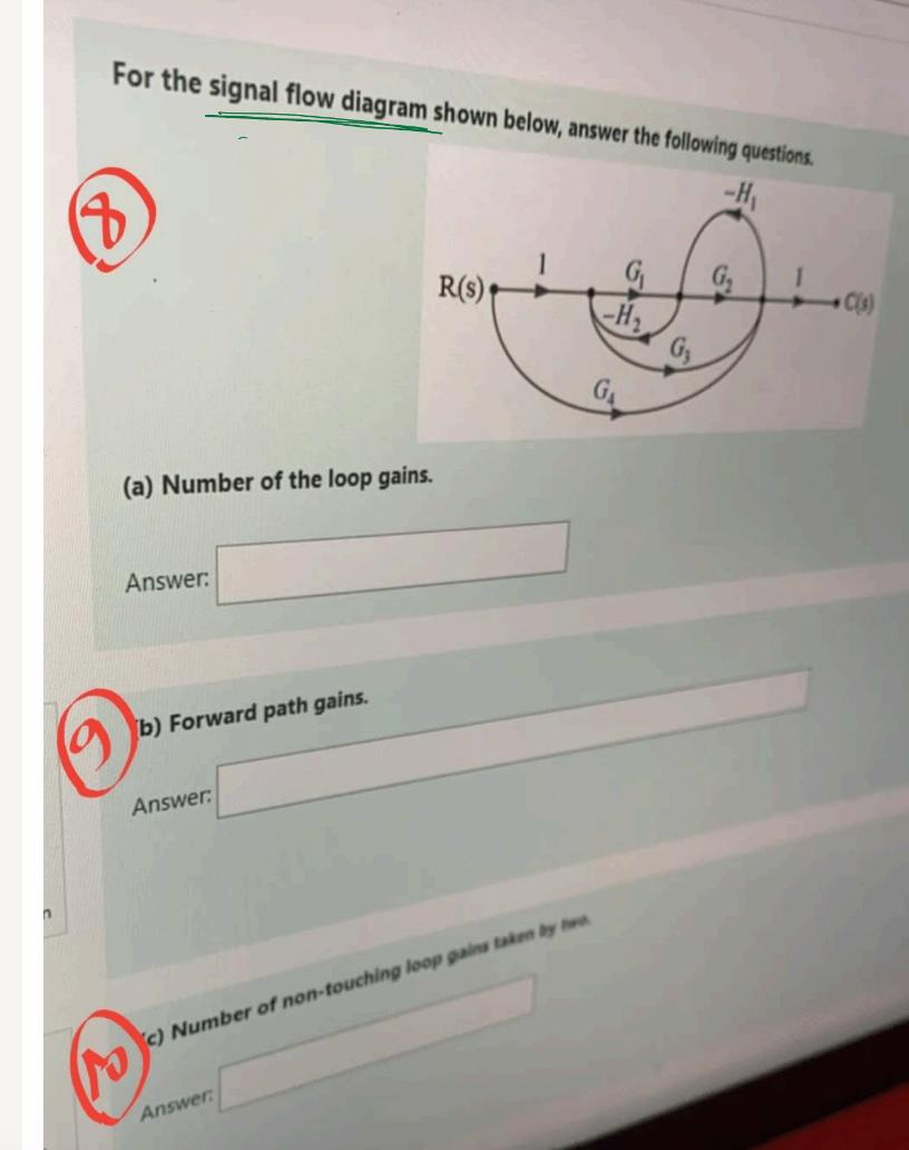 Solved For the signal flow diagram shown below, answer the | Chegg.com