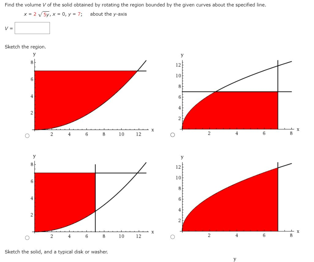 Solved Find The Volume V Of The Solid Obtained By Rotating Chegg Com