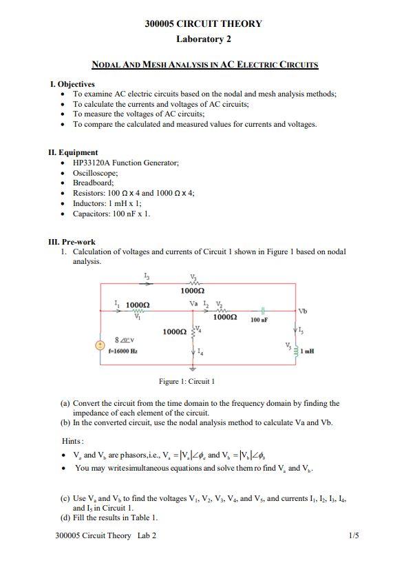 Solved I. Objectives - To examine AC electric circuits based | Chegg.com