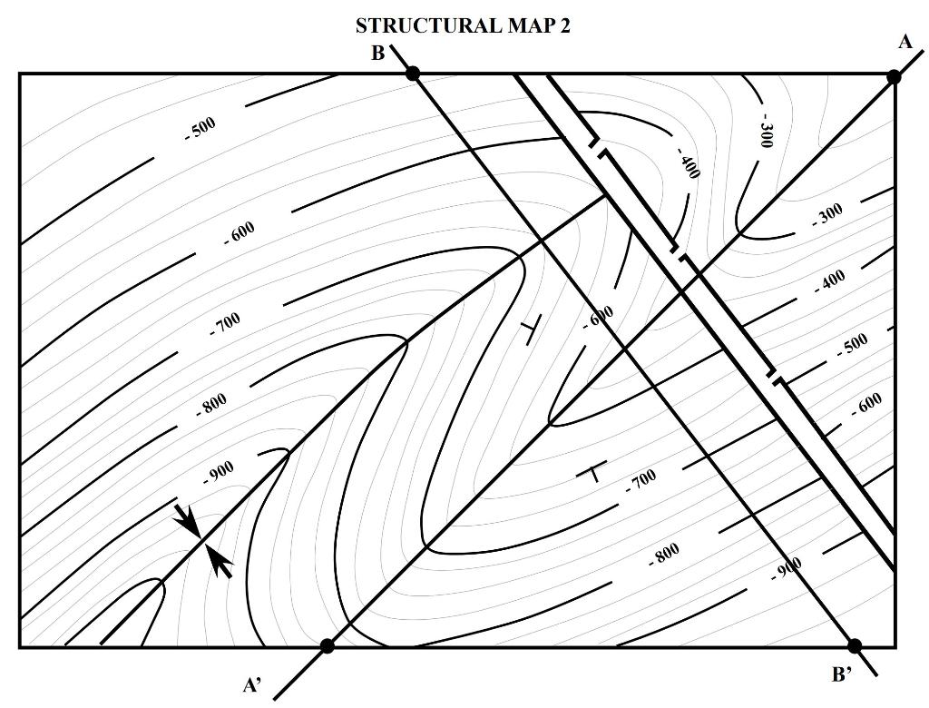 The contour lines in the structural Map 2 are the top | Chegg.com