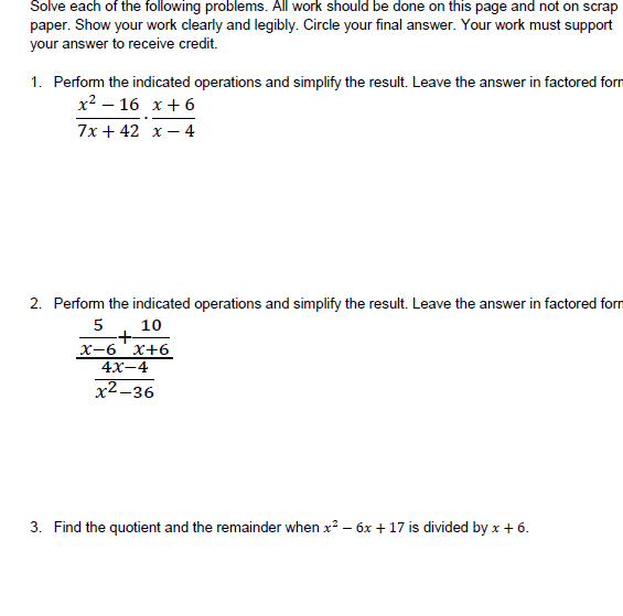 Solved Solve each of the following problems. All work should | Chegg.com