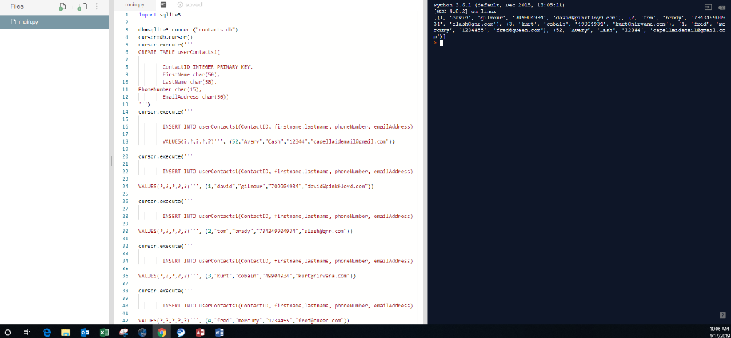 My assignment wants me to execute the following sql | Chegg.com