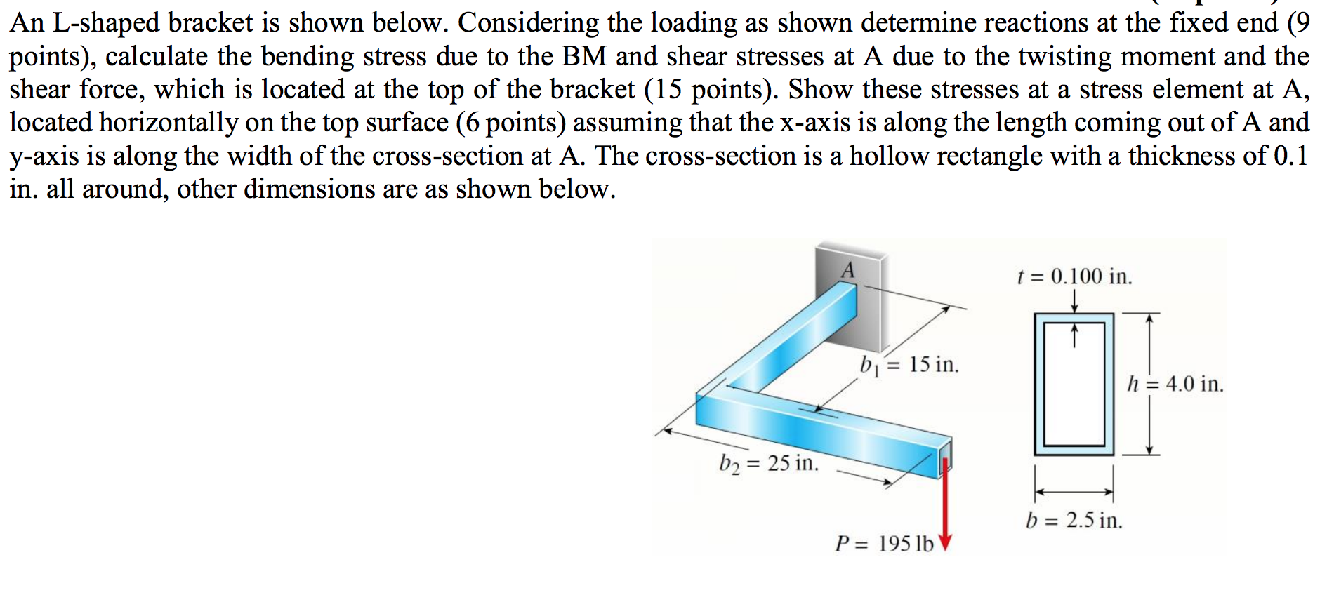Solved An Lshaped bracket is shown below. Considering the